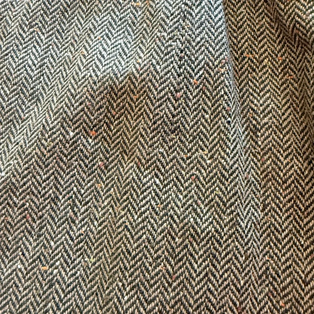 Y2K Cache Tweed Herringbone Mini Skirt‎ Leather Zipper Size 8